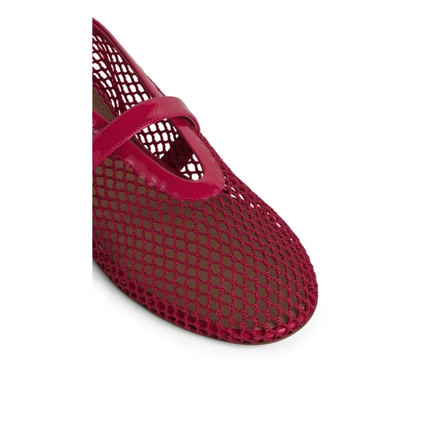 Alaia Ballet Flats in Fishnet, Raspberry | Flats | Luxury Shoes 
