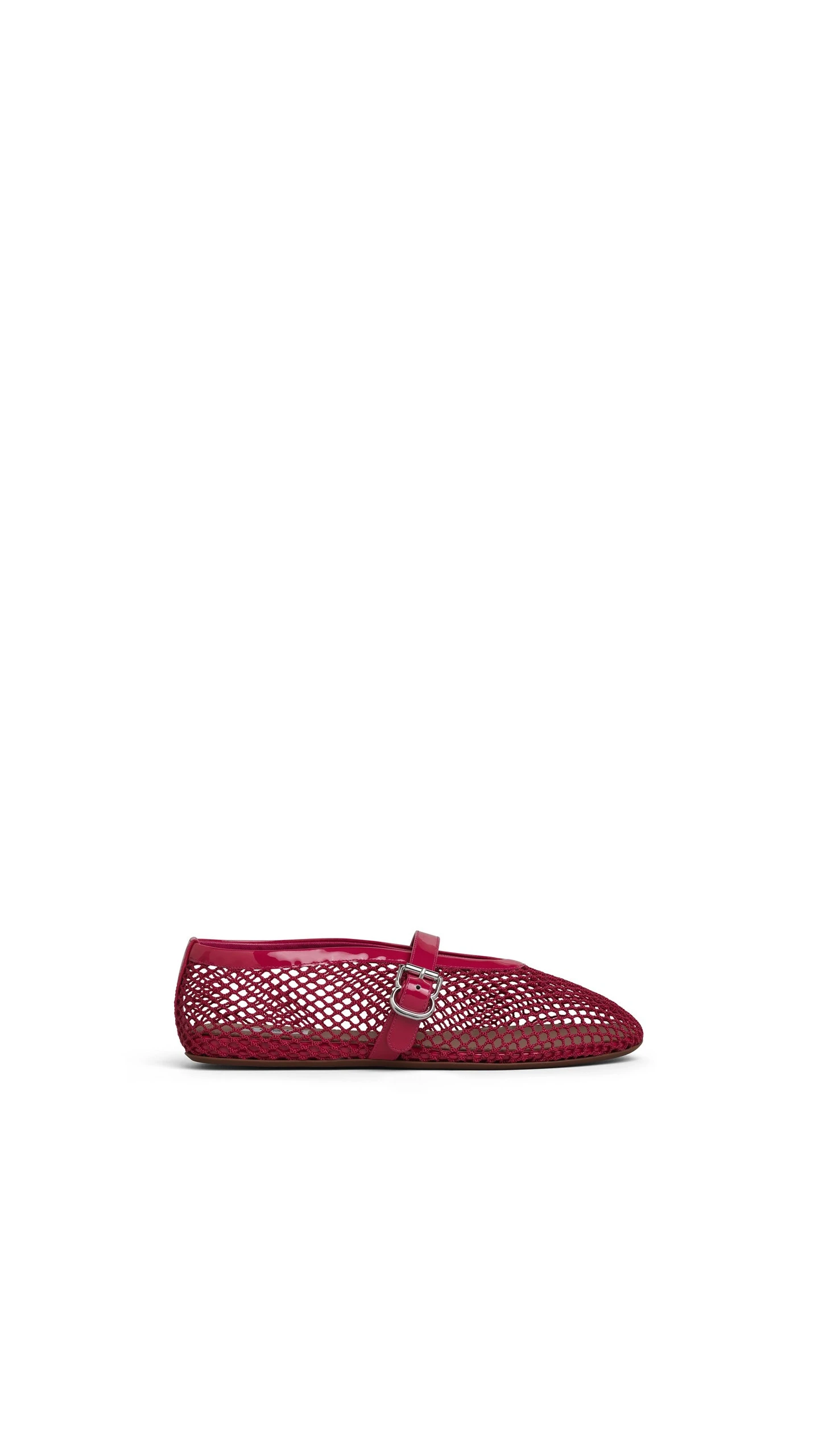 Alaia Ballet Flats in Fishnet, Raspberry Alaia Ballet Flats in Fishnet, Raspberry | Flats | Luxury Shoes