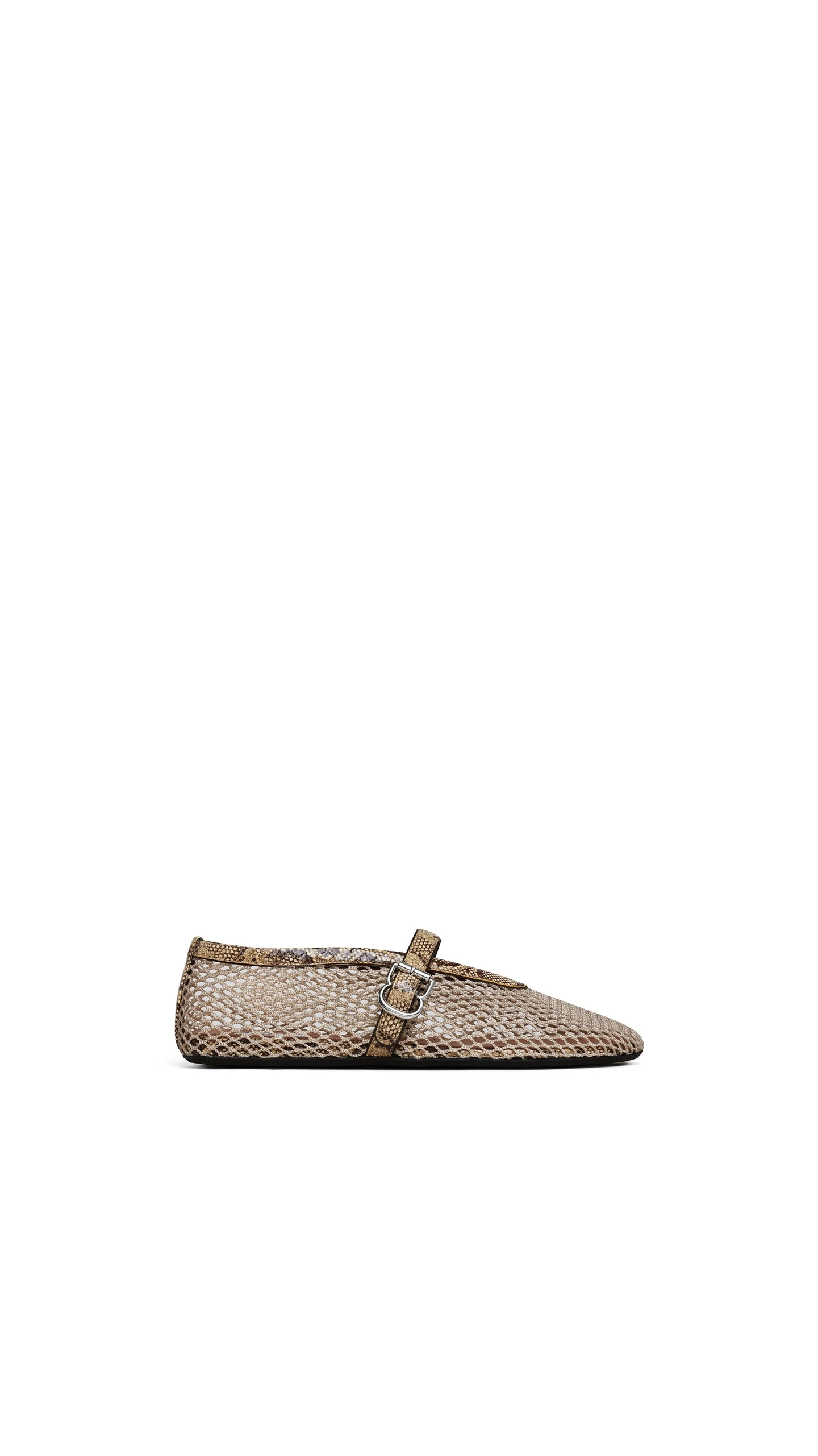 Alaia Ballet Flats in Fishnet and Ayers Leather, Honey Alaia Ballet Flats in Fishnet and Ayers Leather, Honey | Flats | Luxury Shoes