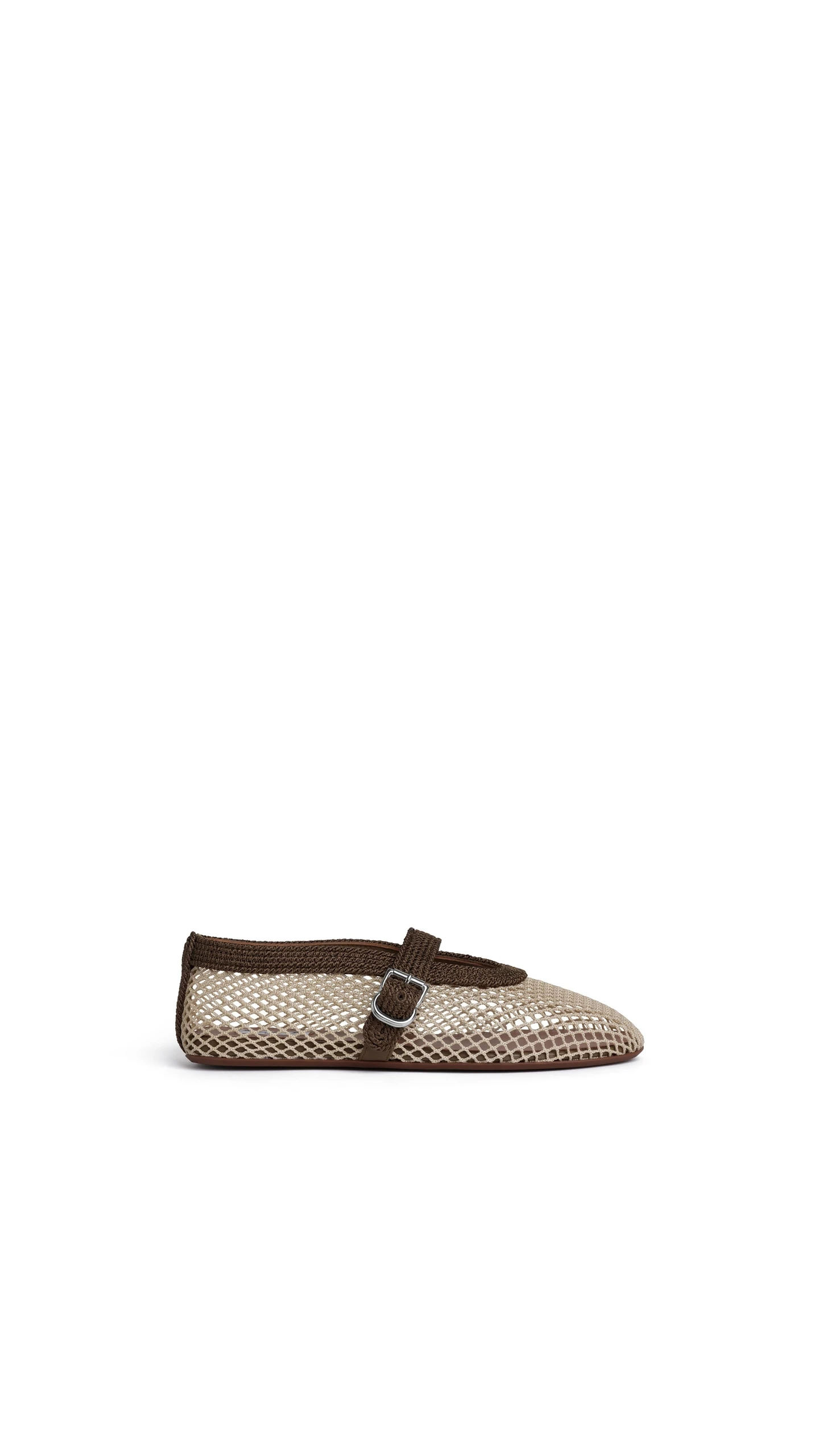 Alaia Ballet Flats in Fishnet and Satin Cord, Khaki Alaia Ballet Flats in Fishnet and Satin Cord, Khaki | Flats | Luxury Shoes