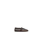 Alaia Ballet Flats in Fishnet and Suede, Dark Brown | Flats | Luxury Shoes 