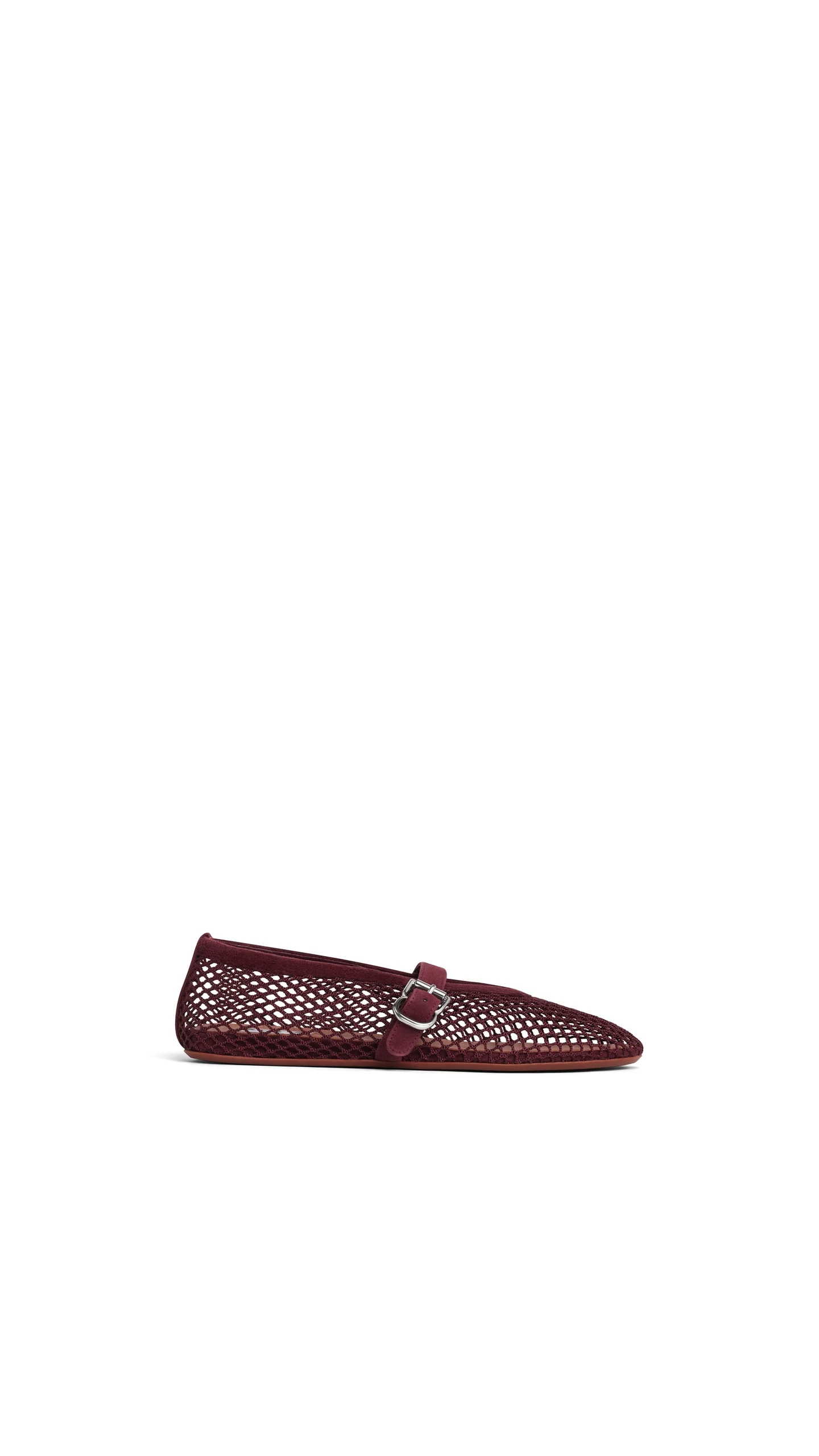 Alaia Ballet Flats in Fishnet and Suede, Garnet Red Alaia Ballet Flats in Fishnet and Suede, Garnet Red | Flats | Luxury Shoes