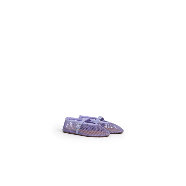Alaia Ballet Flats in Fishnet and Suede, Lilac | Flats | Luxury Shoes 