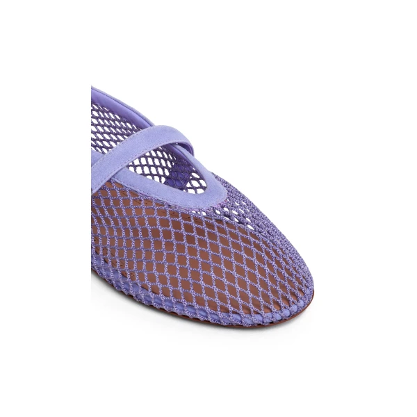 Alaia Ballet Flats in Fishnet and Suede, Lilac | Flats | Luxury Shoes 