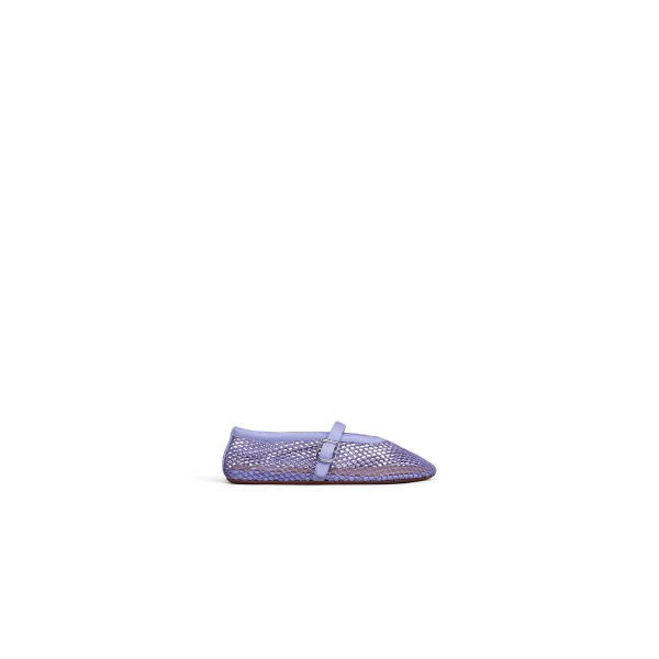 Ballet Flats in Fishnet and Suede, Lilac