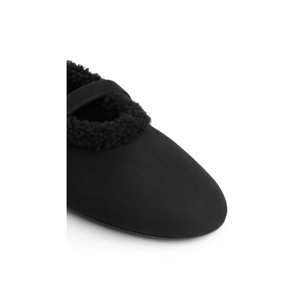 Alaia Ballet Flats in Merino Shearling, Black | Flats | Luxury Shoes 