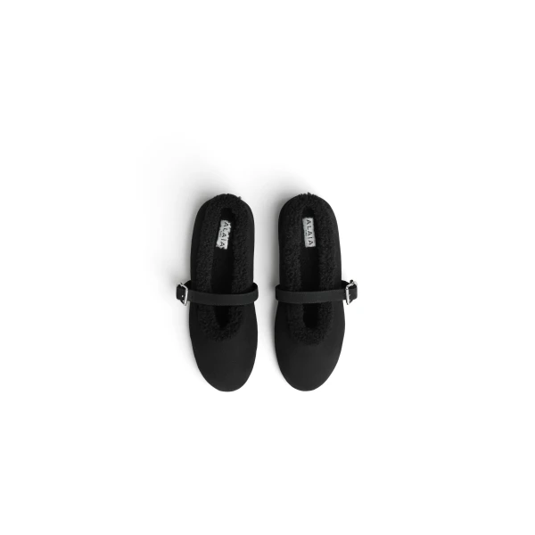 Alaia Ballet Flats in Merino Shearling, Black | Flats | Luxury Shoes 