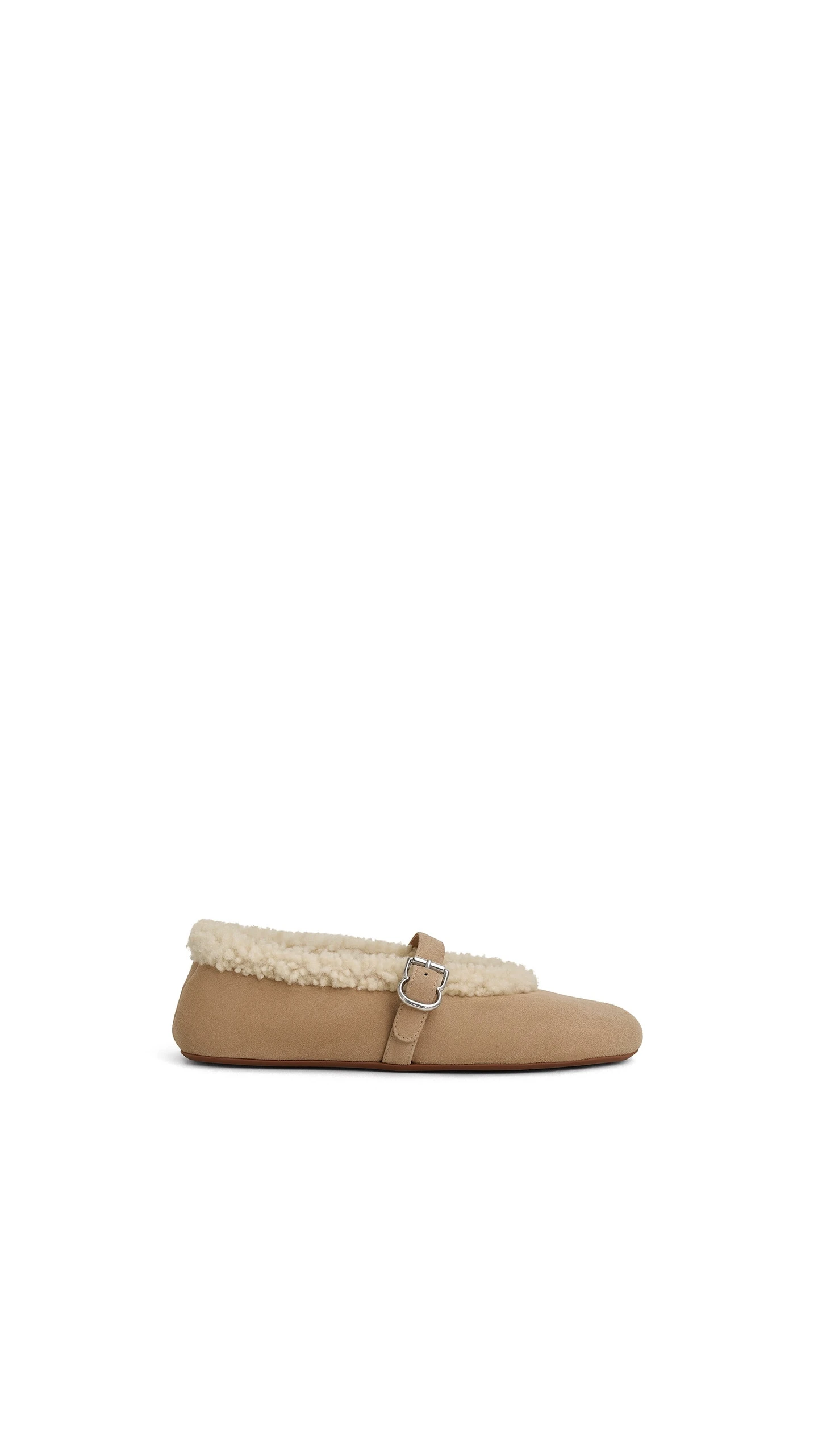 Alaia Ballet Flats in Merino Shearling, Camel Alaia Ballet Flats in Merino Shearling, Camel | Flats | Luxury Shoes