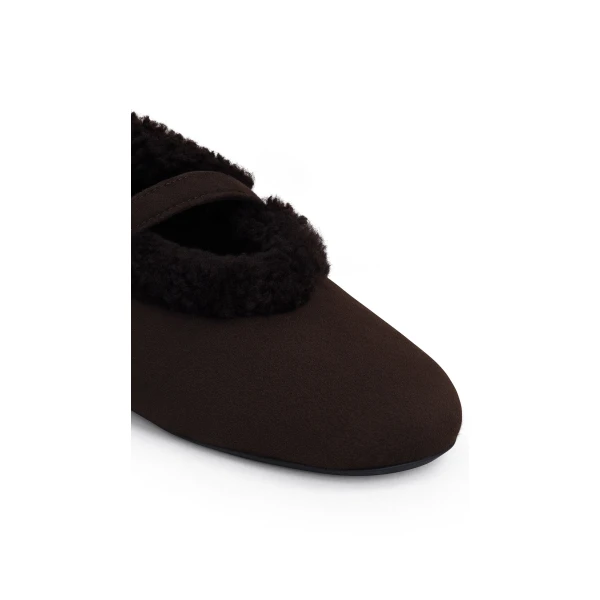 Alaia Ballet Flats in Merino Shearling, Chestnut | Flats | Luxury Shoes 