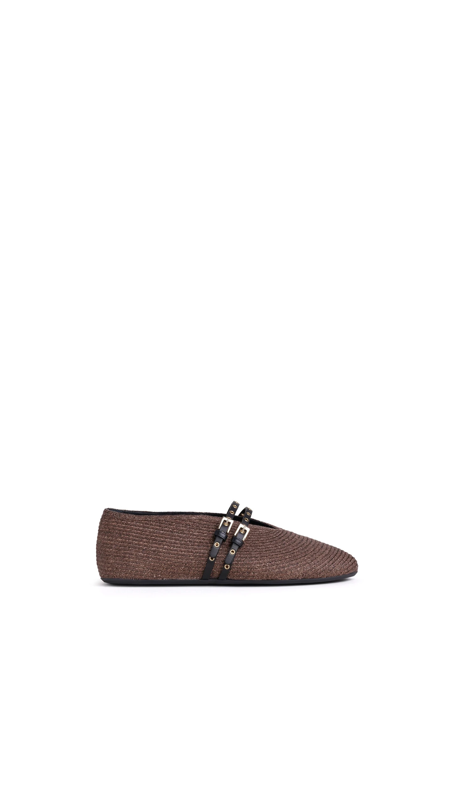 Alaia Ballet Flats in Paper Straw, Brown Alaia Ballet Flats in Paper Straw, Brown | Flats | Luxury Shoes