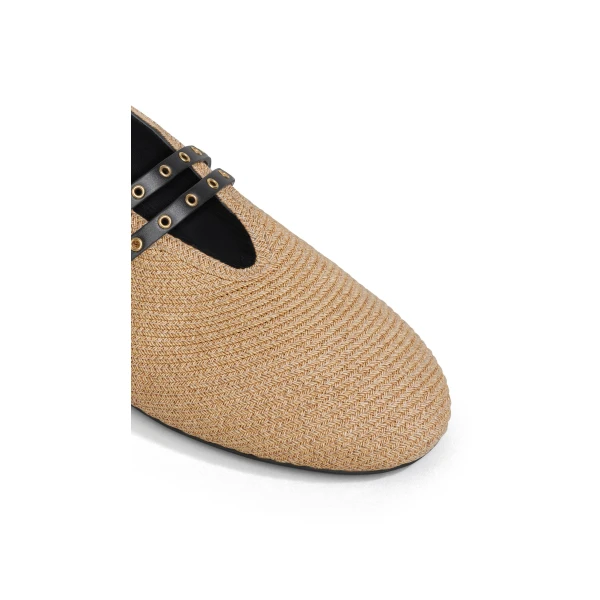 Alaia Ballet Flats in Paper Straw, Natural | Flats | Luxury Shoes 