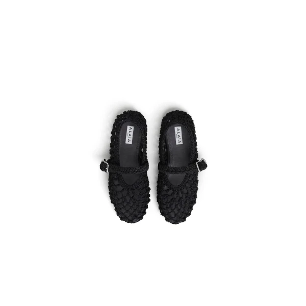 Alaia Ballet Flats in Satin Cord, Black | Flats | Luxury Shoes 