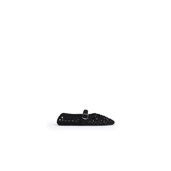 Alaia Ballet Flats in Satin Cord, Black | Flats | Luxury Shoes 