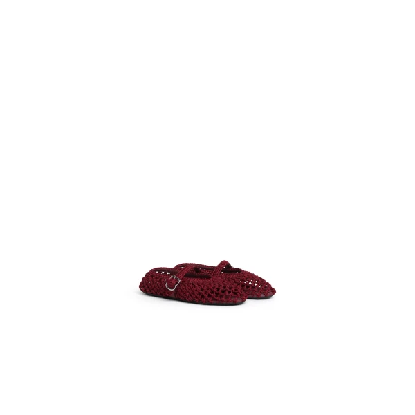 Alaia Ballet Flats in Satin Cord, Bordeaux | Flats | Luxury Shoes 