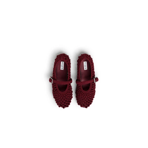 Alaia Ballet Flats in Satin Cord, Bordeaux | Flats | Luxury Shoes 