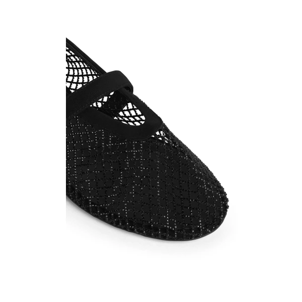 Alaia Ballet Flats in Strass Fishnet, Black | Flats | Luxury Shoes 