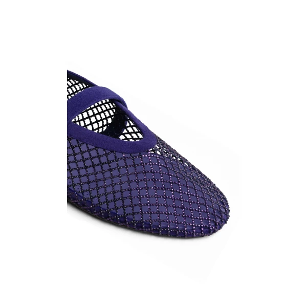 Alaia Ballet Flats in Strass Fishnet, Iris | Flats | Luxury Shoes 