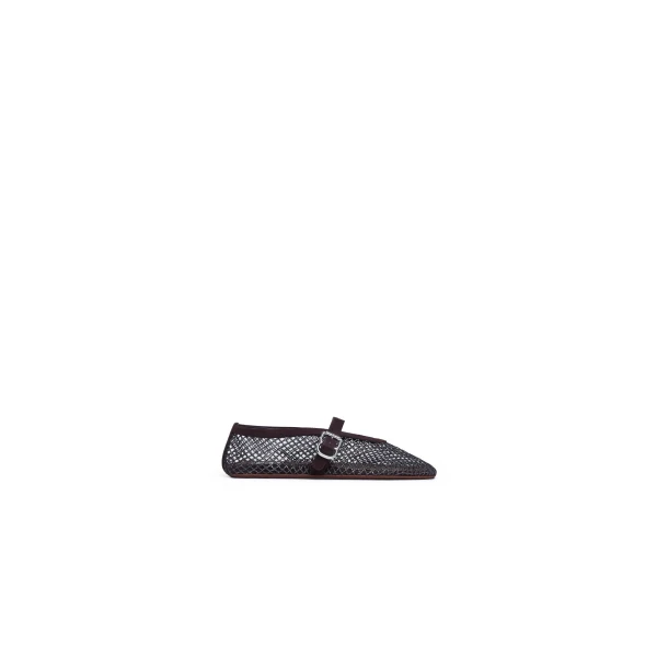 Ballet Flats in Strass Fishnet, Smoke Brown