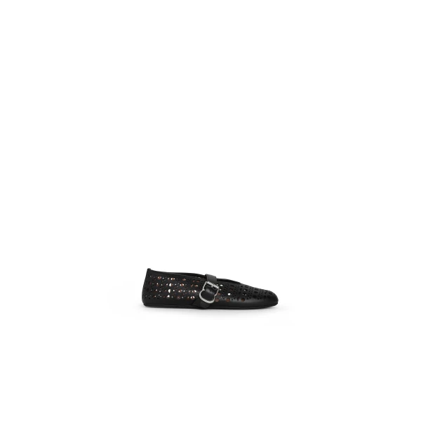 Alaia Ballet Flats in Vienne Lambskin, Black | Flats | Luxury Shoes 