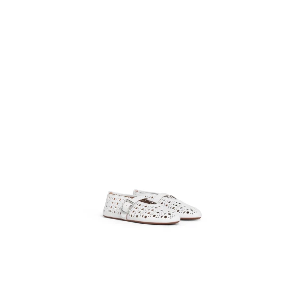Alaia Ballet Flats in Vienne Lambskin, Off-white | Flats | Luxury Shoes 