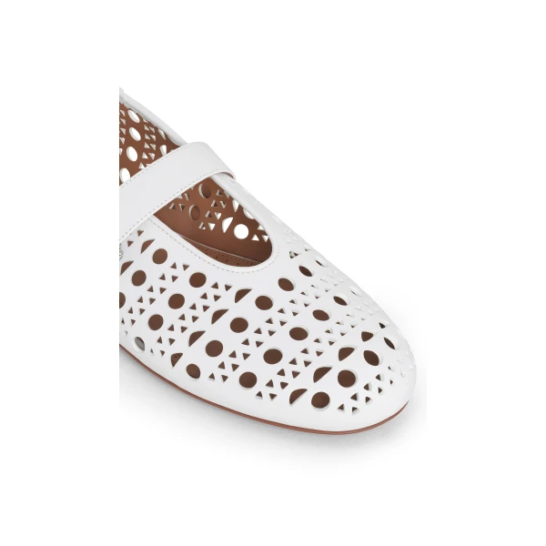 Alaia Ballet Flats in Vienne Lambskin, Off-white | Flats | Luxury Shoes 