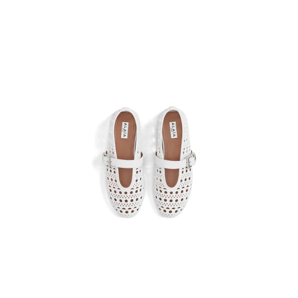 Alaia Ballet Flats in Vienne Lambskin, Off-white | Flats | Luxury Shoes 