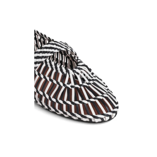 Alaia Ballet Flats in Weaved Lambskin, Black and White | Flats | Luxury Shoes 
