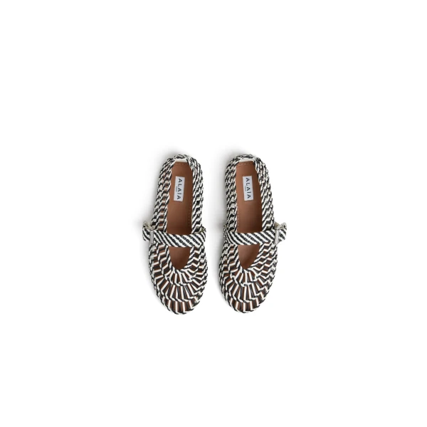Alaia Ballet Flats in Weaved Lambskin, Black and White | Flats | Luxury Shoes 