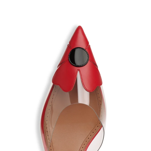 Alaia Bloom Mules in Calfskin, Red | Mules | Luxury Shoes 
