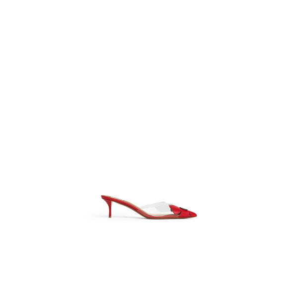 Alaia Bloom Mules in Calfskin, Red | Mules | Luxury Shoes 