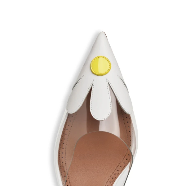 Alaia Bloom Mules in Calfskin, White | Mules | Luxury Shoes 