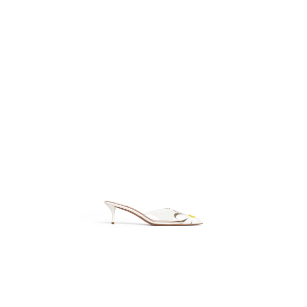 Alaia Bloom Mules in Calfskin, White | Mules | Luxury Shoes 