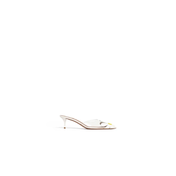 Alaia Bloom Mules in Calfskin, White | Mules | Luxury Shoes 