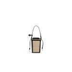 Alaia Bucket Small Bag in Wicker, Black | Bucket Bags | Luxury Shoes 