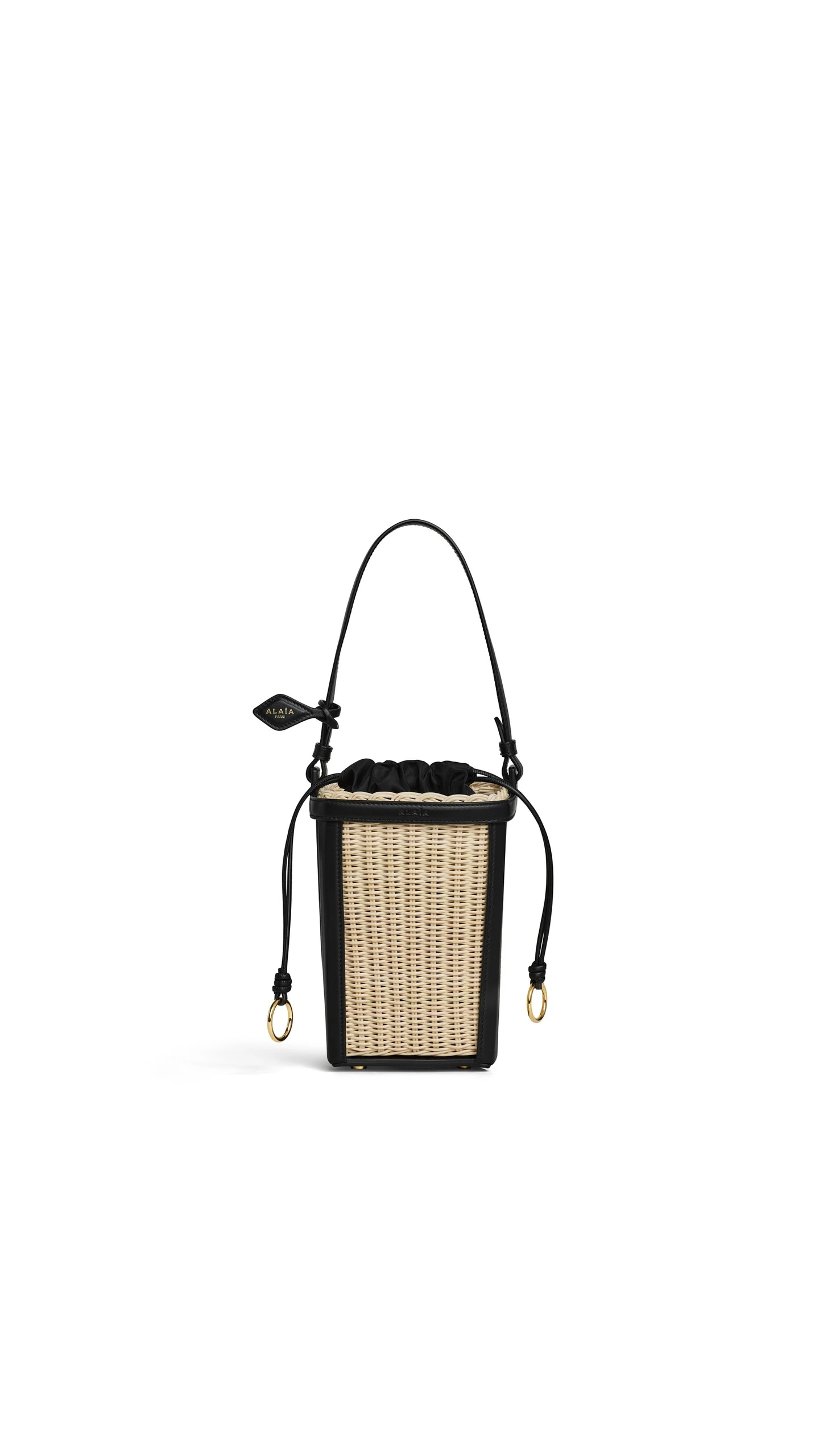 Alaia Bucket Small Bag in Wicker, Black Alaia Bucket Small Bag in Wicker, Black | Bucket Bags | Luxury Shoes