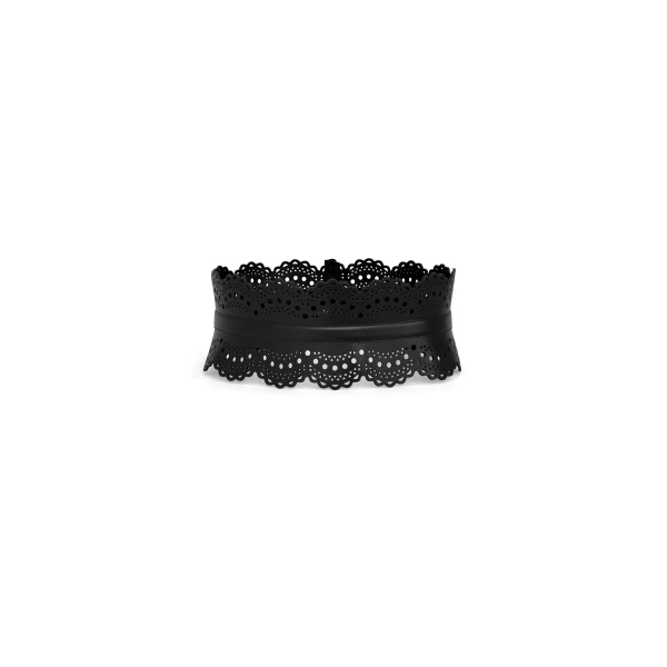 Alaia Bustier Belt in Perforated Vienne Calfskin, Black | Belts | Luxury Shoes 