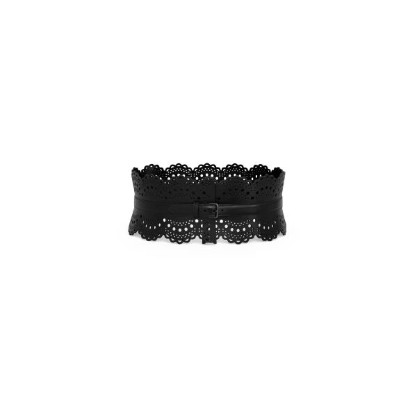 Bustier Belt in Perforated Vienne Calfskin, Black