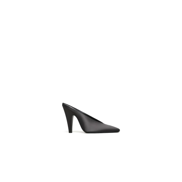 Cone Mules in Satin, Anthracite and Dark Grey