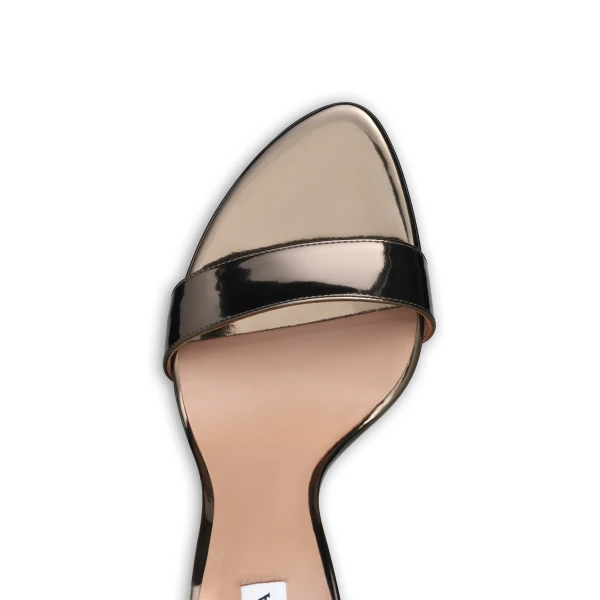 Alaia Cone Sandals in Mirror Fabric, Metal Brown | Sandals | Luxury Shoes 