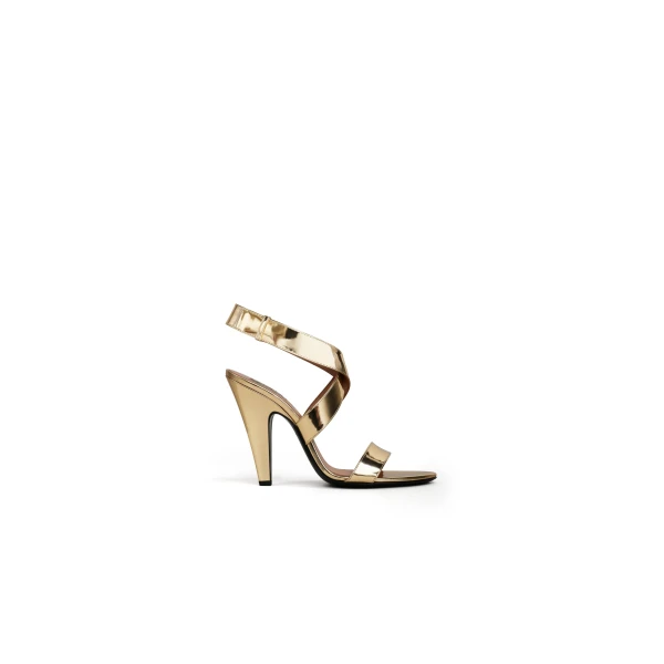 Alaia Cone Sandals in Mirror Fabric, Platinum | Sandals | Luxury Shoes 
