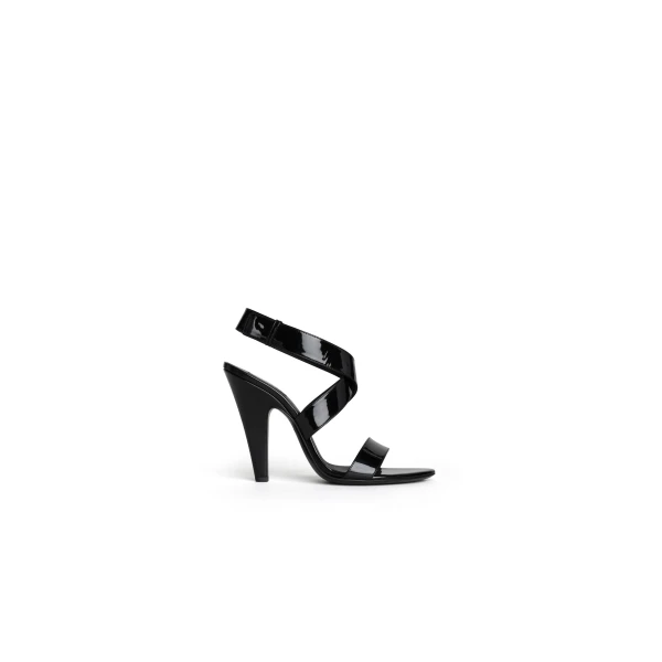 Cone Sandals in Patent Calfskin, Black