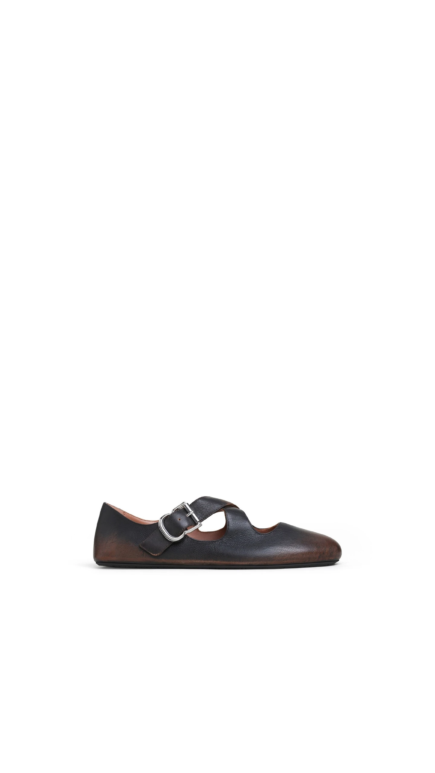 Alaia Criss Cross Ballet Flats in Aged Leather, Ebony Alaia Criss Cross Ballet Flats in Aged Leather, Ebony | Flats | Luxury Shoes