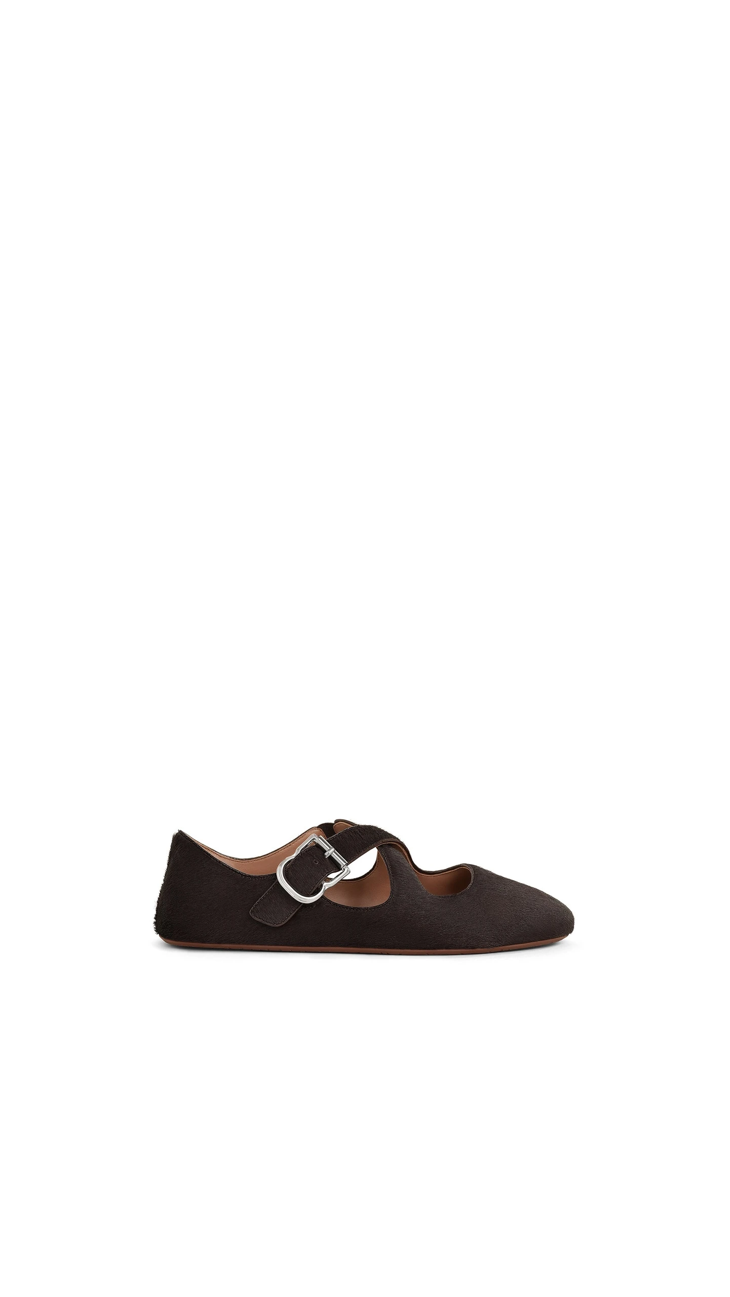 Alaia Criss Cross Ballet Flats in Haircalf, Chocolate Alaia Criss Cross Ballet Flats in Haircalf, Chocolate | Flats | Luxury Shoes