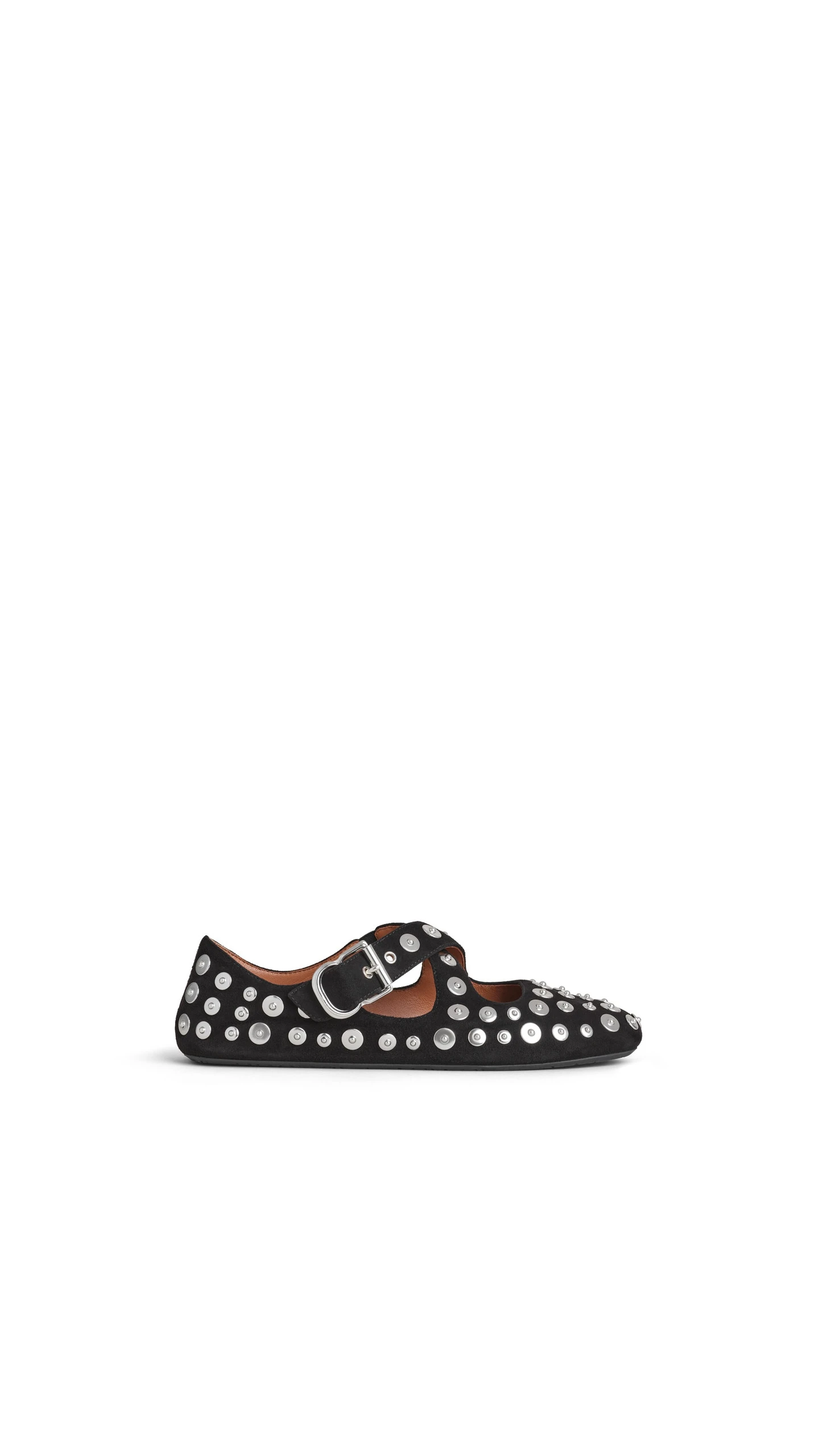 Alaia Criss Cross Ballet Flats in Suede and Rivets, Black Alaia Criss Cross Ballet Flats in Suede and Rivets, Black | Flats | Luxury Shoes