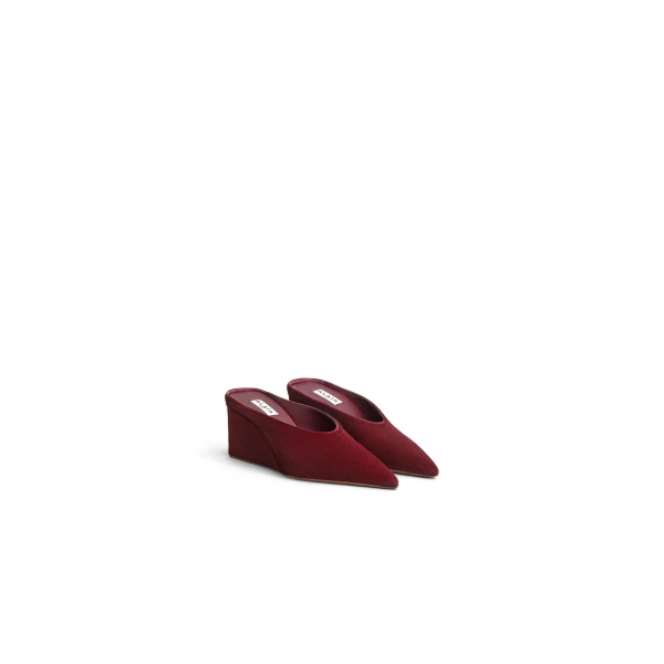 Alaia Cube Mules in Haircalf, Cherry | Mules | Luxury Shoes 