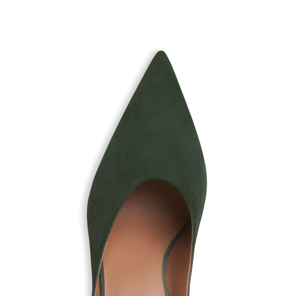 Alaia Cube Mules in Suede, Lichen | Mules | Luxury Shoes 