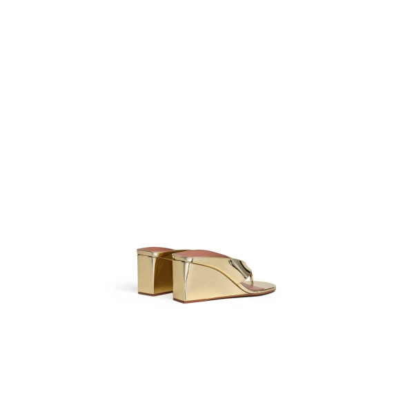 Alaia Cube Thong Mules in Mirror Fabric, Platinum | Mules | Luxury Shoes 