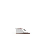 Alaia Cube Thong Mules in Mirror Fabric, Silver | Mules | Luxury Shoes 