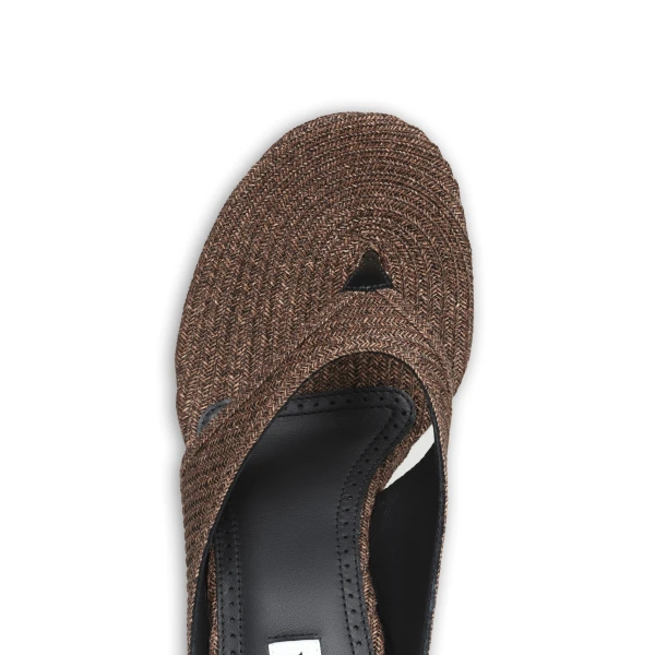 Alaia Cube Thong Mules in Paper Straw, Brown | Mules | Luxury Shoes 