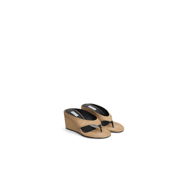 Alaia Cube Thong Mules in Paper Straw, Natural | Mules | Luxury Shoes 